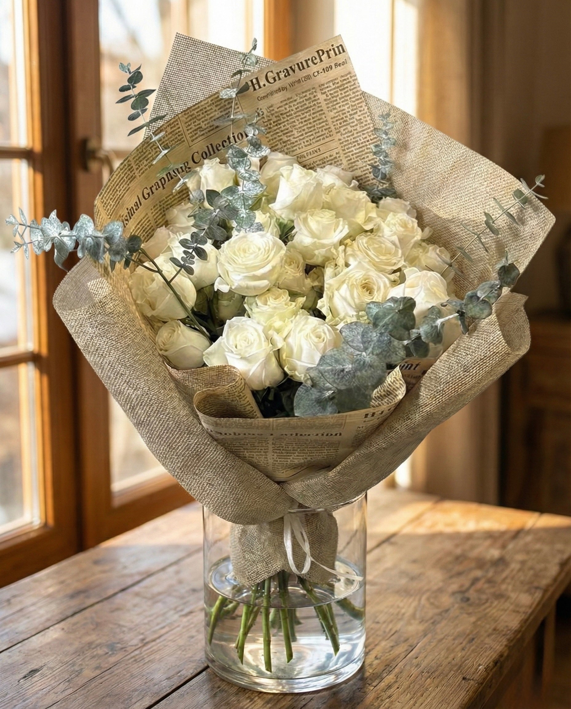 Love Letter (White Spray Roses & Eucalyptus)